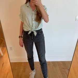 Super Soft Green & White Button Up Shirt